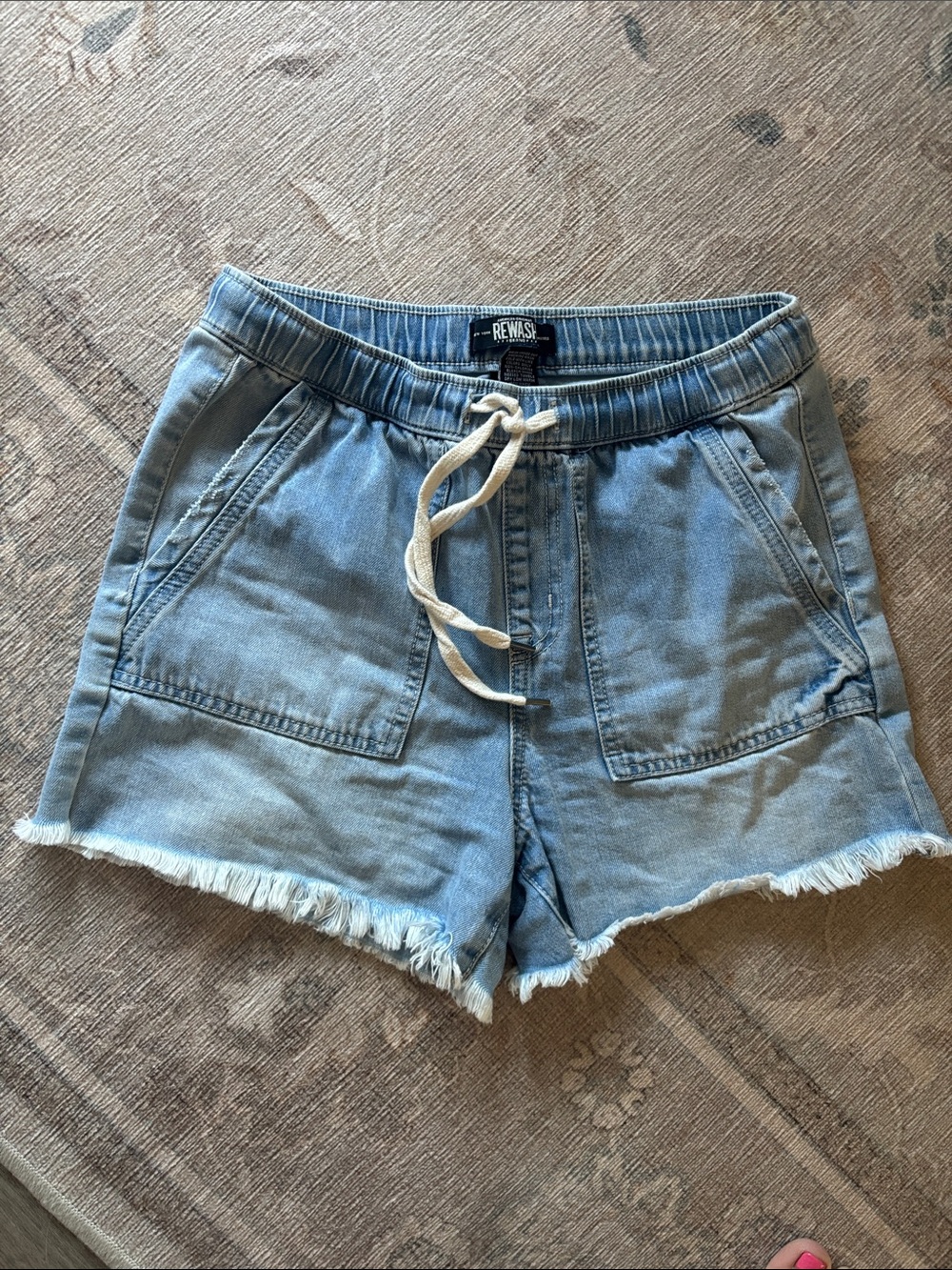 REWASH Light Wash Denim Drawstring Women's Shorts